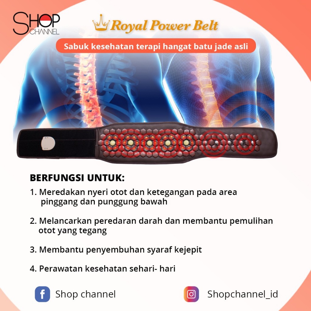 CUCI GUDANG Royal Power Belt 109 Batu Kesehatan Terapi Pinggang Punggung dan Melancarkan Peredaran