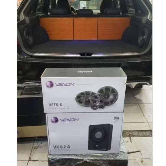 Paket Speaker Split Venom ELLEMENTO VETO 6 / Subwoofer kolong aktif VENOM VX 8.2A BASS AKTIF MOBIL