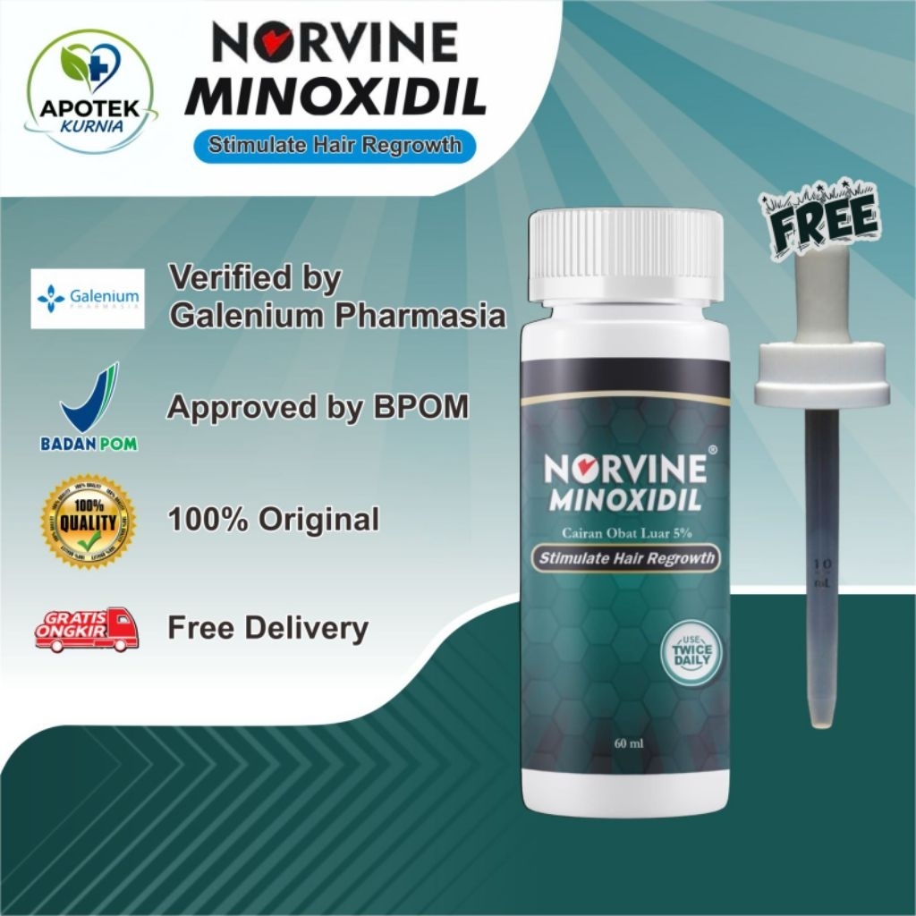Norvine Minoxidil 5% Penumbuh Rambut Brewok Alis - BPOM