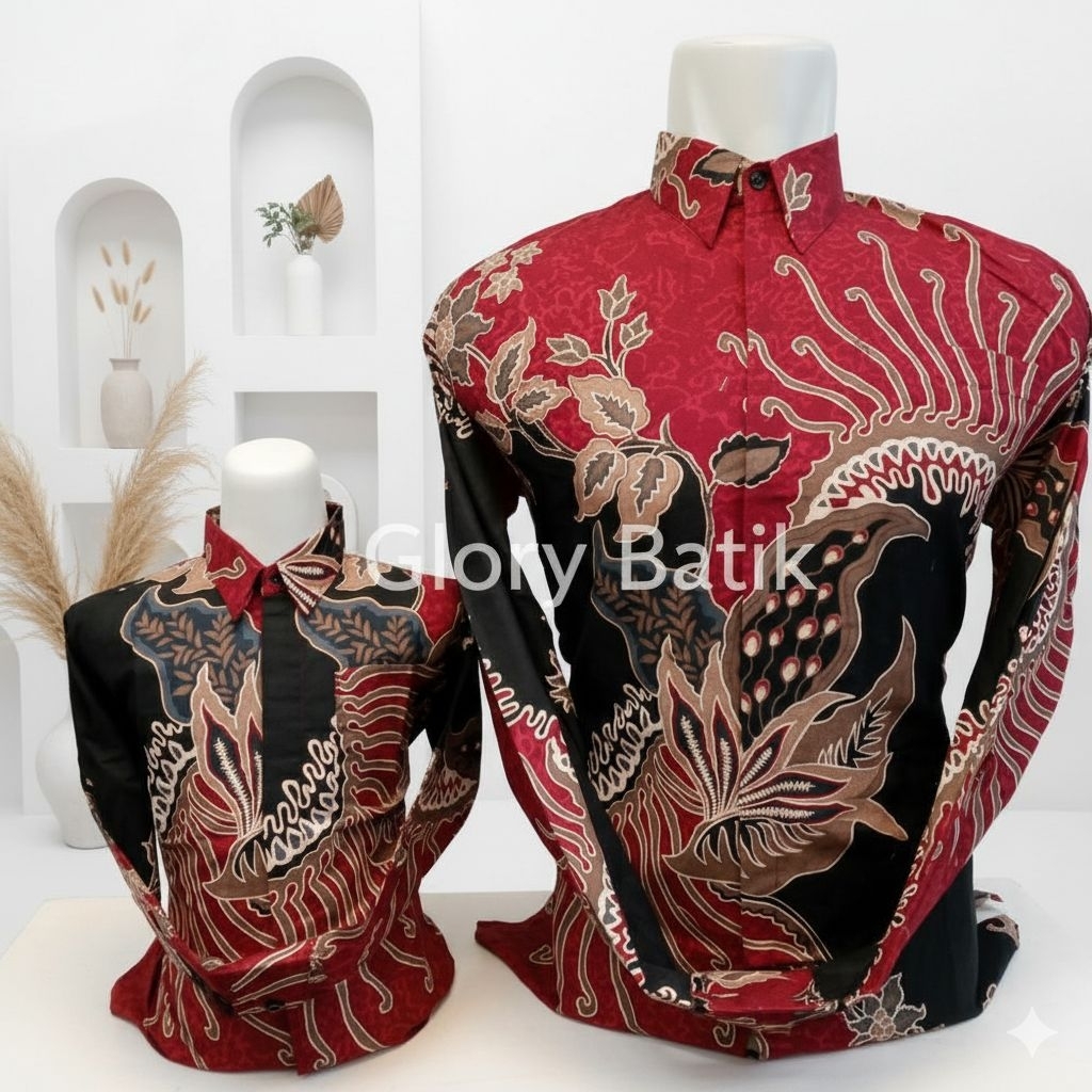 Batik Couple Ayah Anak Katun Premium | Batik Katun Solo 40s Furing | Seragam Batik Bapak Anak | Keme