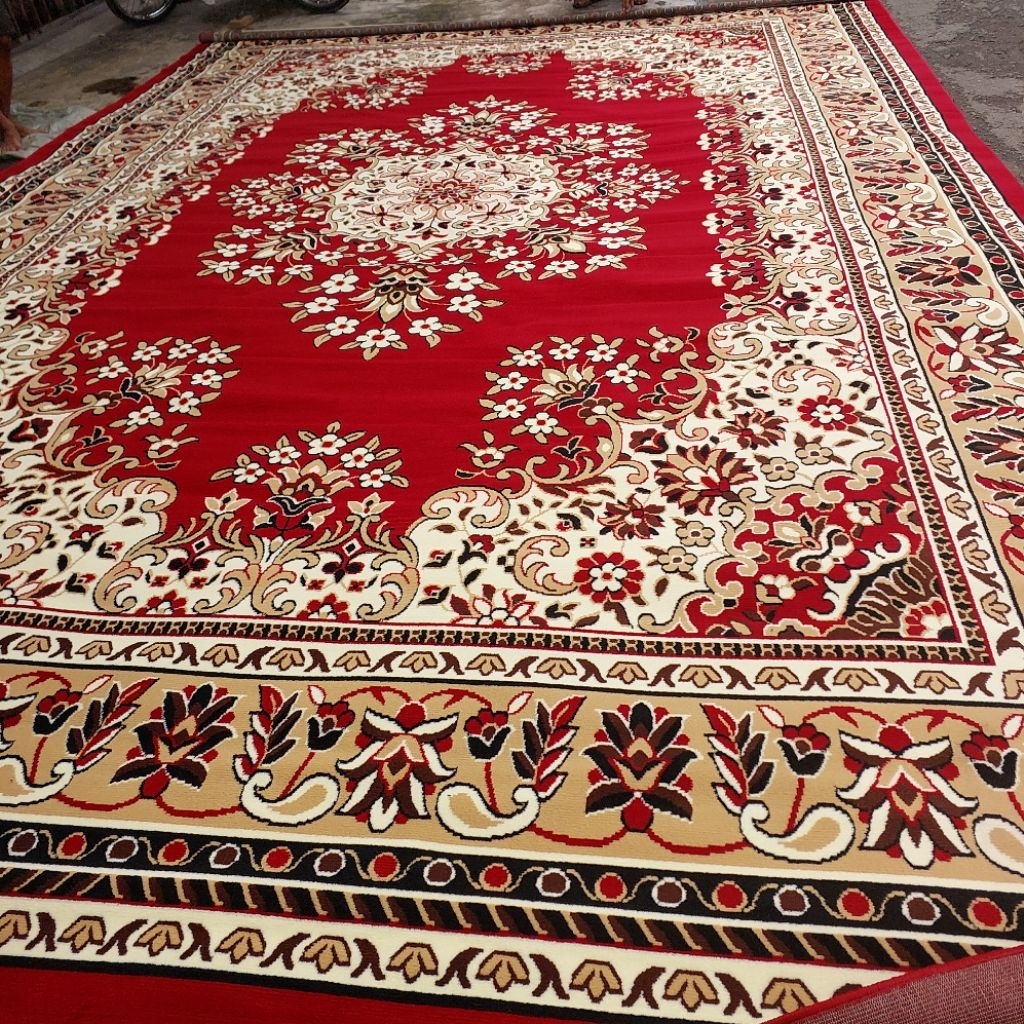 Ambal ALMAYA 400x600cm Karpet Permadani NON-RUMBAI corak bunga klasik turki persia super jumbo 4x6m
