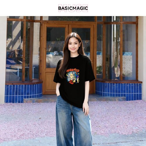 Kaos Wanita Longgar dengan Desain Bunga dan Teks Empower Women  kain katun adem  0423