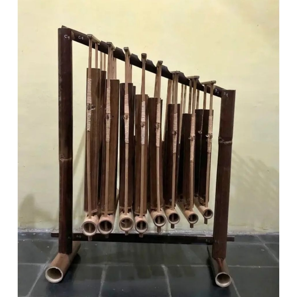 ORIGINALLLANGKLUNG MINI SET 1 OKTAF + DUDUKAN BAMBU HITAM