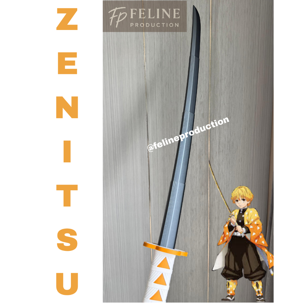 Katana Demon Slayer Zenitsu Retractable | Mainan Pedang Anime Kimetsu no Yaiba Mainan Cosplay Anak