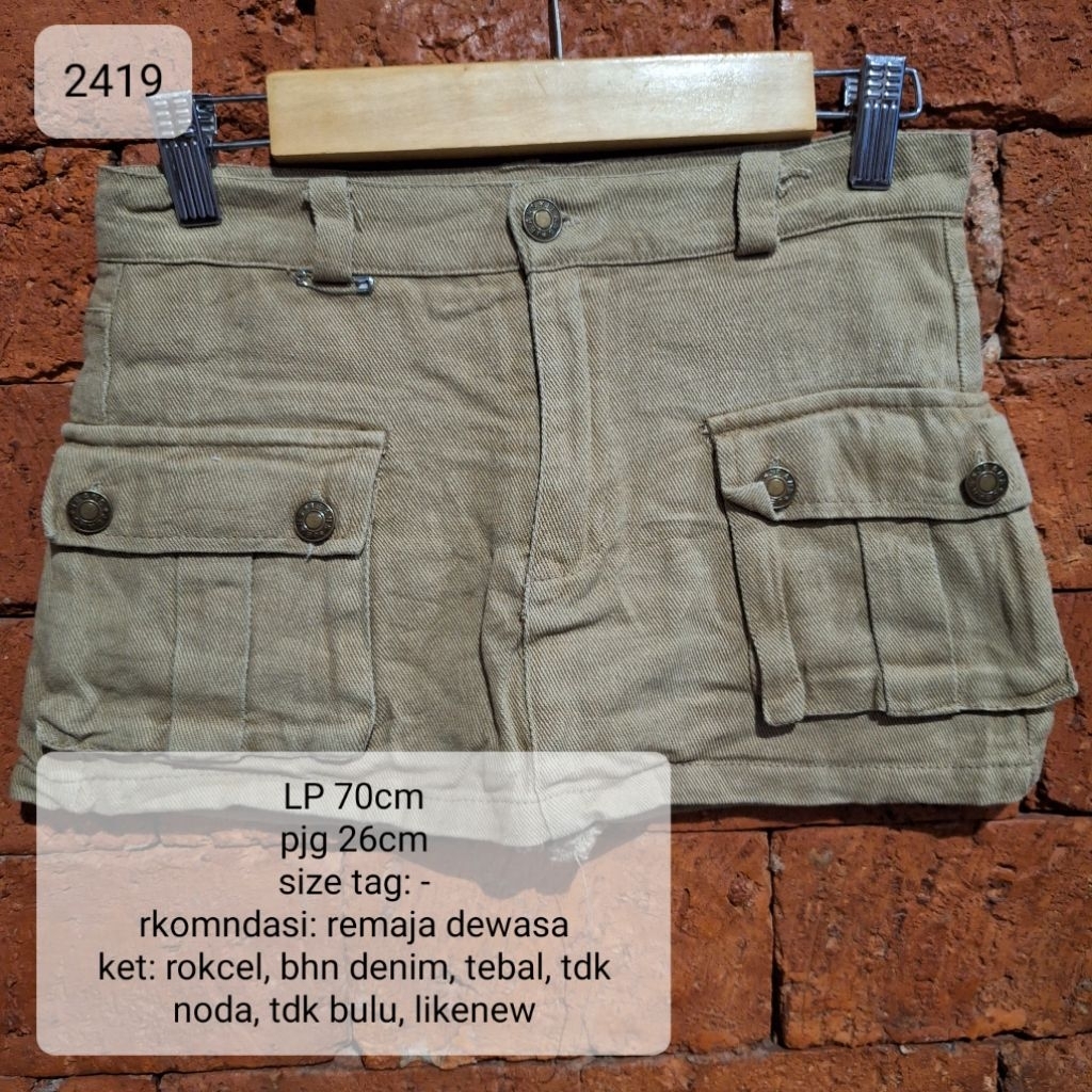 CELANA PENDEK ROK ANAK PEREMPUAN REMAJA CARGO DENIM MURAH (2419)