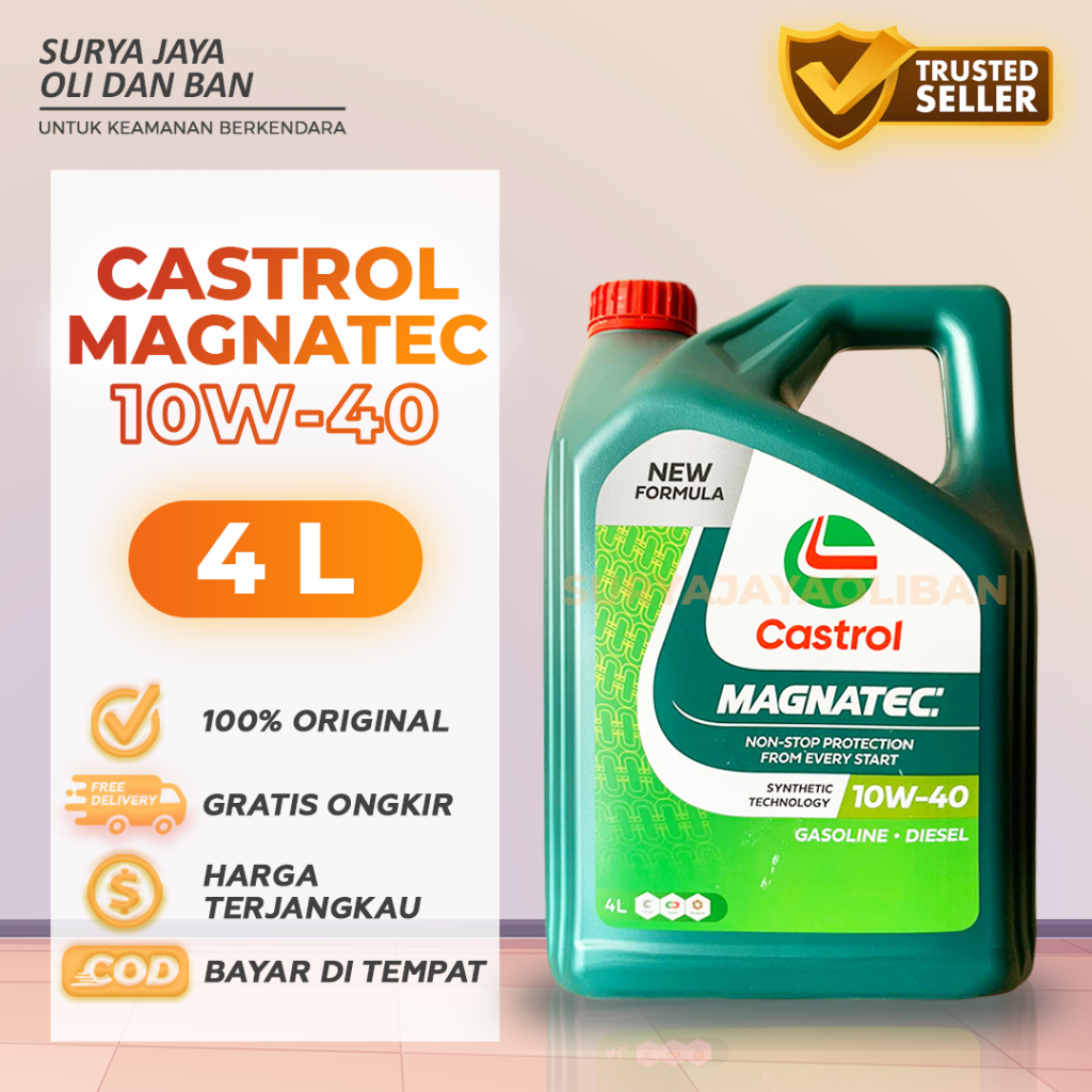 Castrol MAGNATEC 10W-40 4 Liter / Oli Mesin Mobil Bensin dan Diesel 100% ORIGINAL