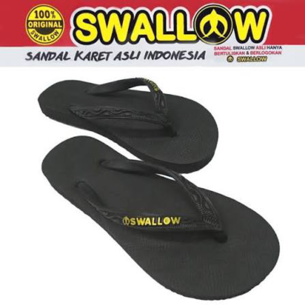 Swallow Sandal Hitam Polos Original