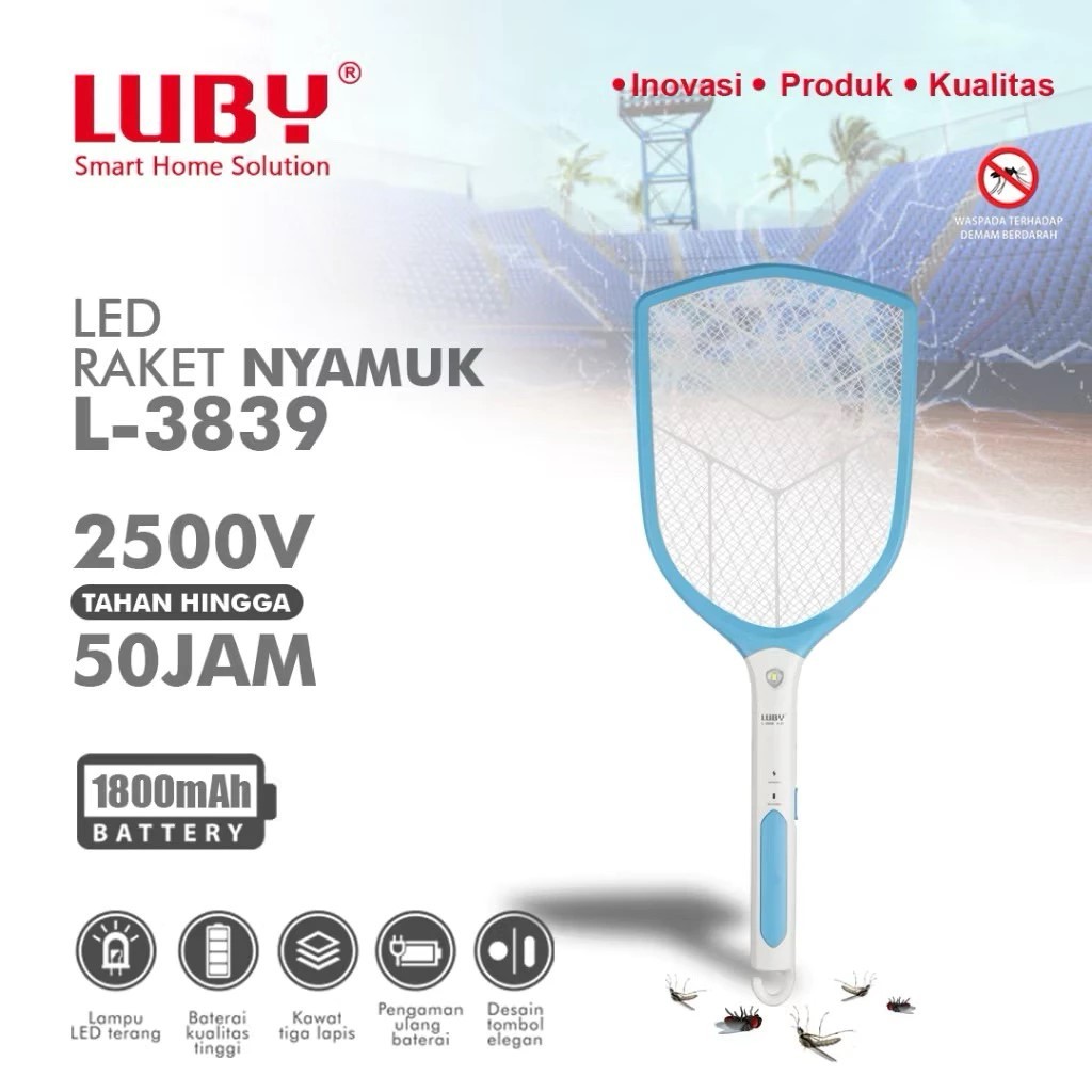 LUBY RAKET NYAMUK CAS BATERAI 3839 - ADA LAMPU LED