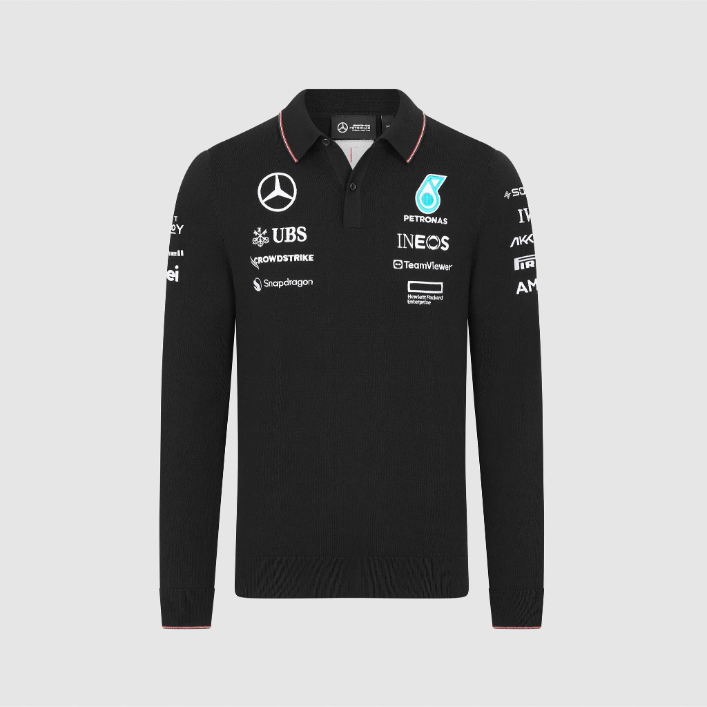 Mercedes-AMG F1 2024 Team Polo - Long Sleeve. Kaos Polo Pria. Official F1 Merchandise ORIGINAL
