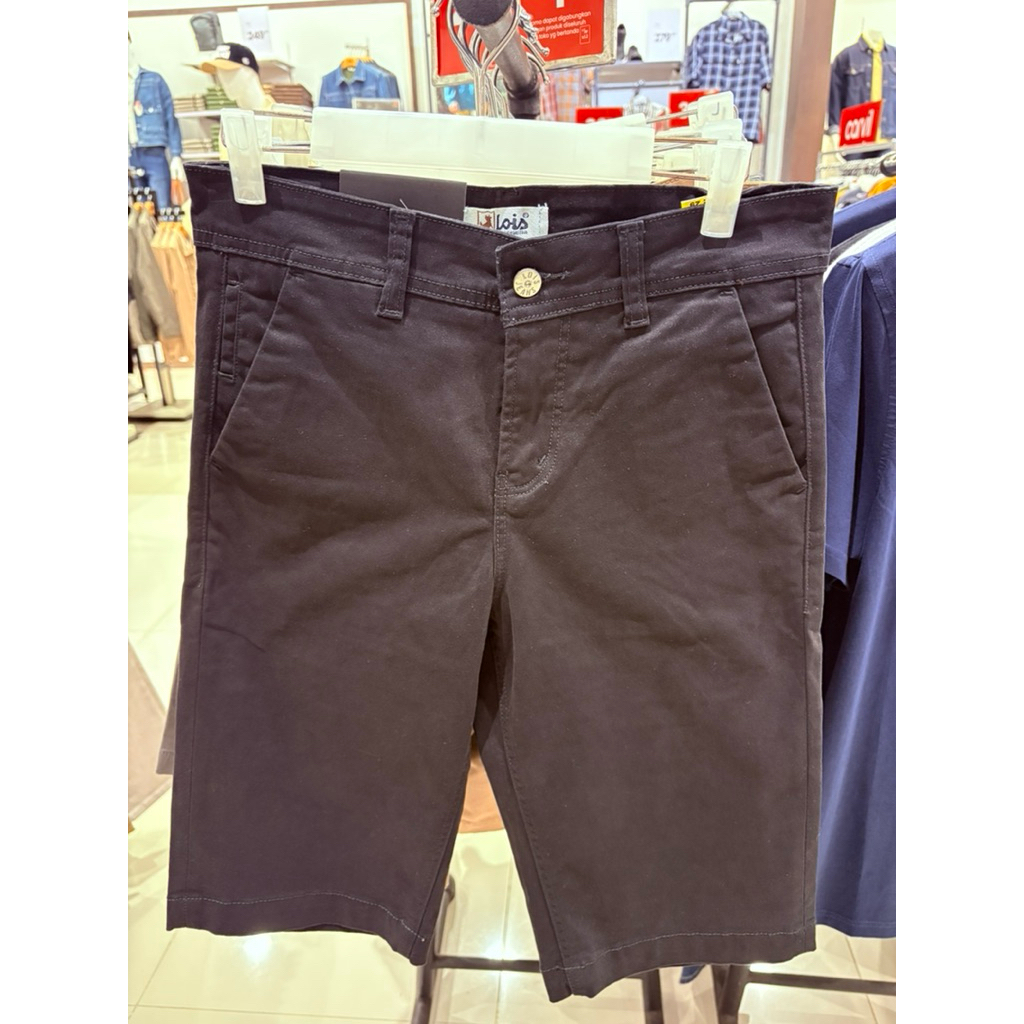 CELANA PENDEK MERK LOIS ORIGINAL WARNA HITAM SLIMFIT