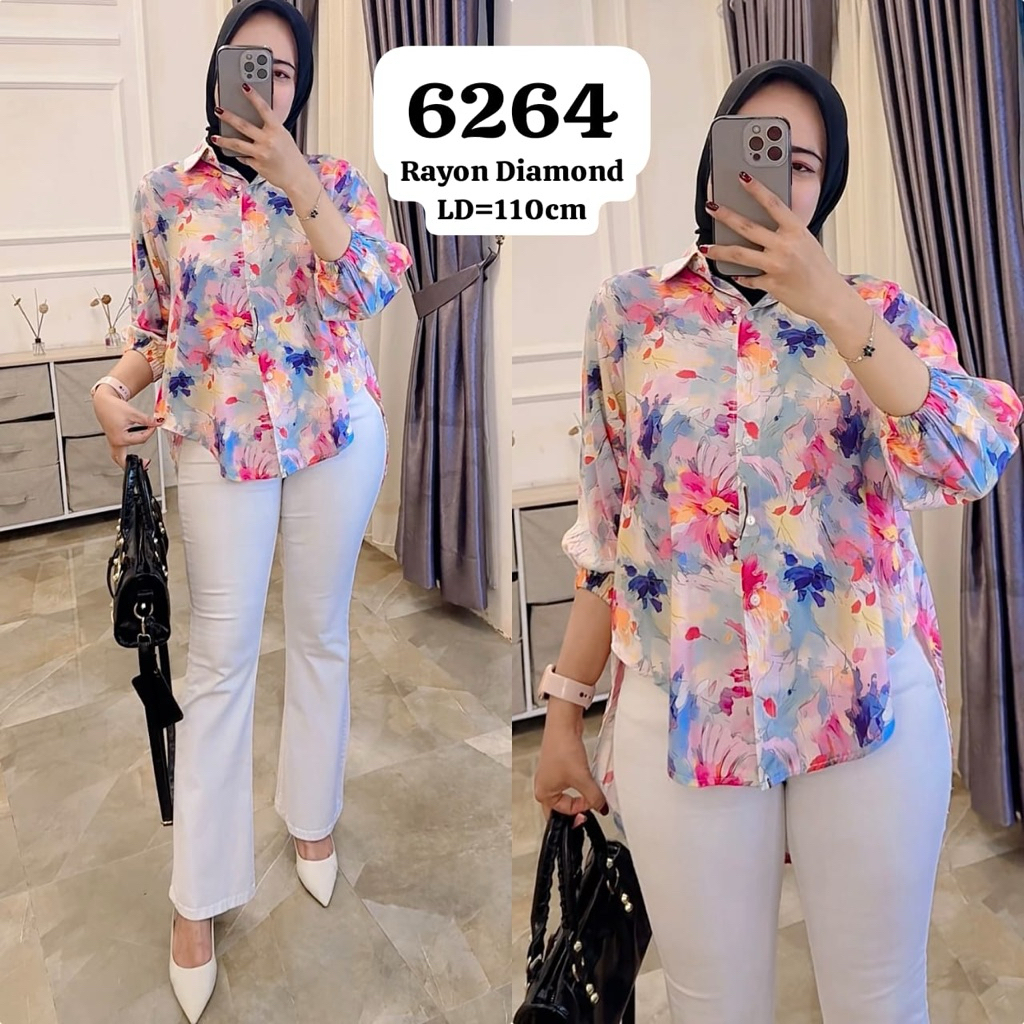Atasan Kemeja Zara motif Bunga Pink