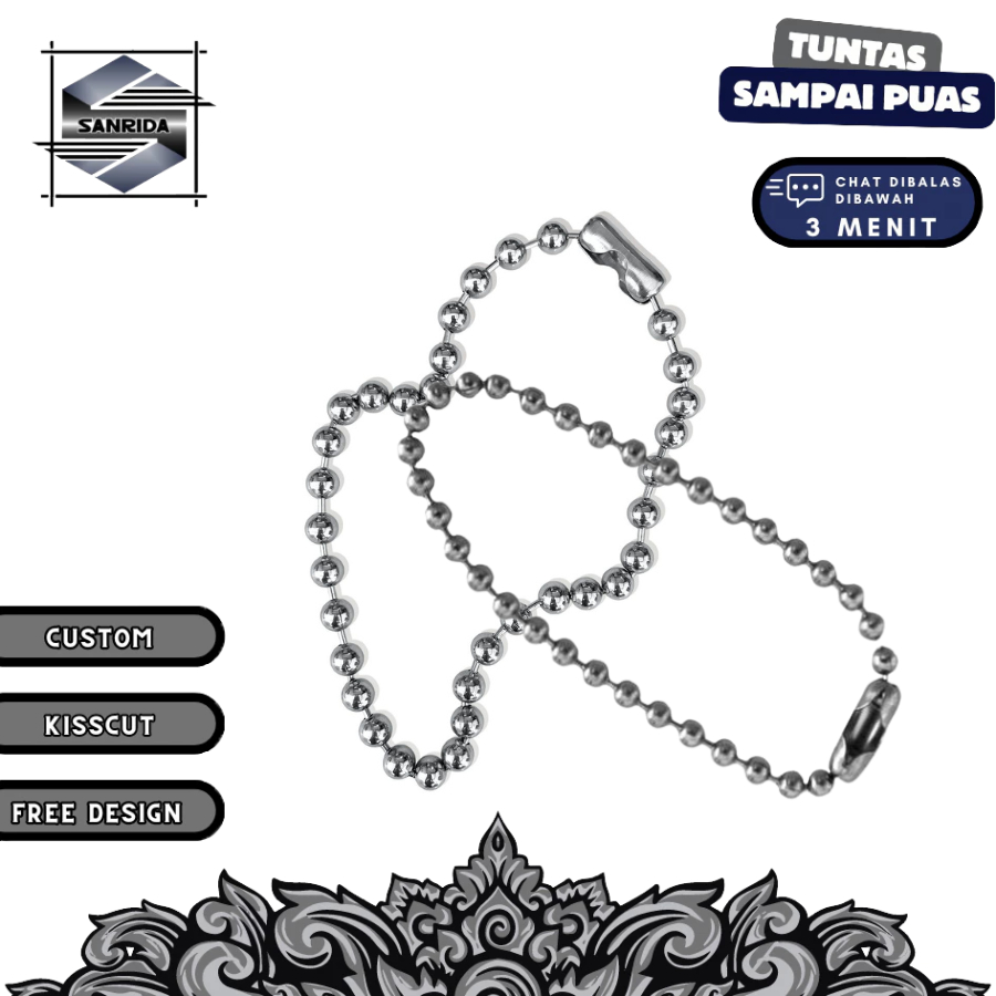 Rantai Biji Lada / Tali Hang Tag / Rantai Hangtag / Ball Chain Gantungan Souvenir Ulang Tahun Snrd