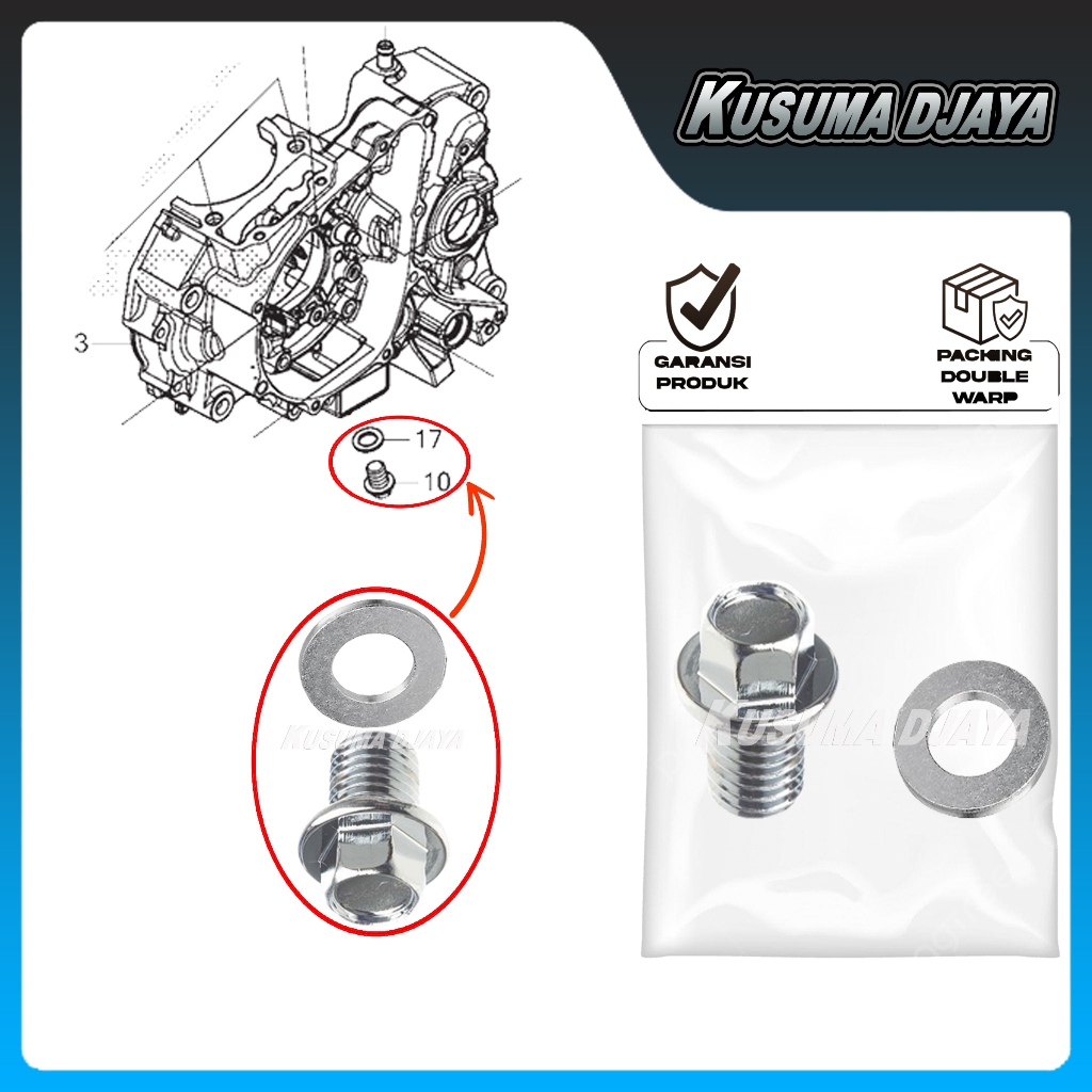 BAUT+RING TUTUP PEMBUANGAN OLI BAWAH VERZA CRF 150 SATUAN