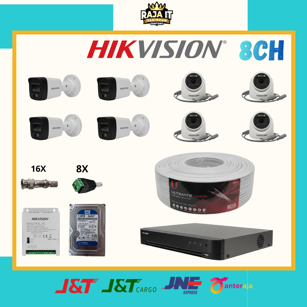 PAKET KAMERA CCTV ANALOG 8 CHANNEL HIKVISION + AUDIO 5MP
