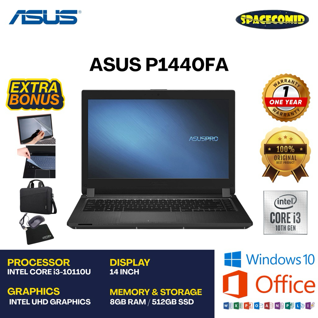 ASUS PRO P1440FA [CORE i3-10110U] 8GB RAM 512GB SSD 14INCH | FREE ACC
