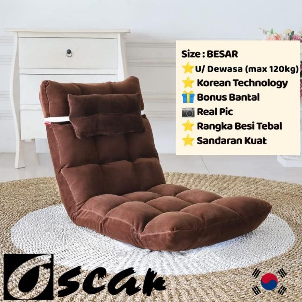 kursi lesehan, kursi lantai, sofa lipat, sofa lesehan, sofa mini - Merah, 18M