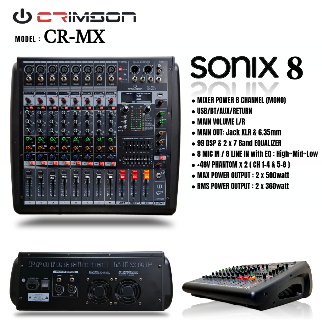 MIXER POWER CRIMSON CR-MX SONIX 8