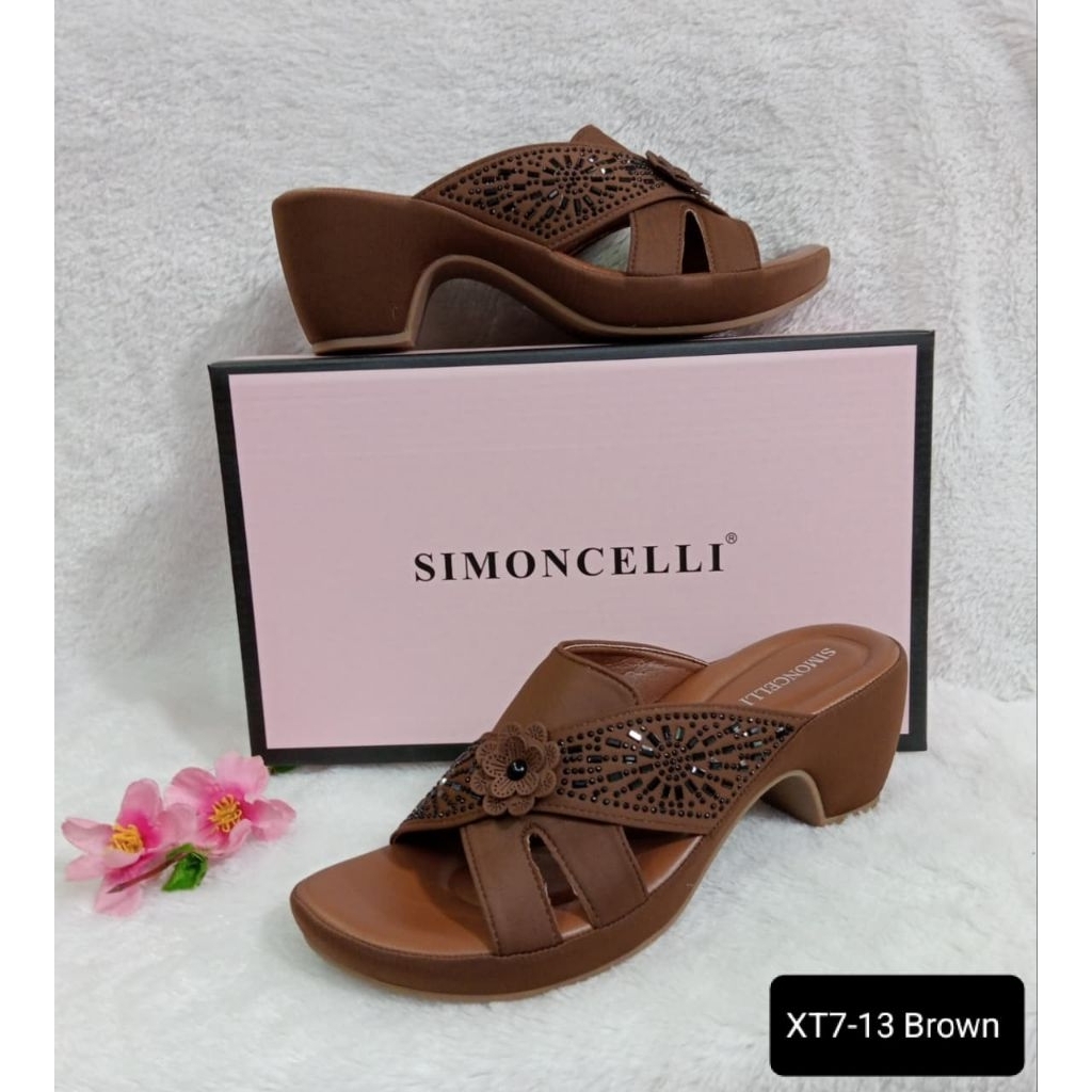 SANDAL PESTA WANITA SIMONCELLI  TAPAK TAHU IMPORT KEKINIAN LEMBUT DAN RINGAN