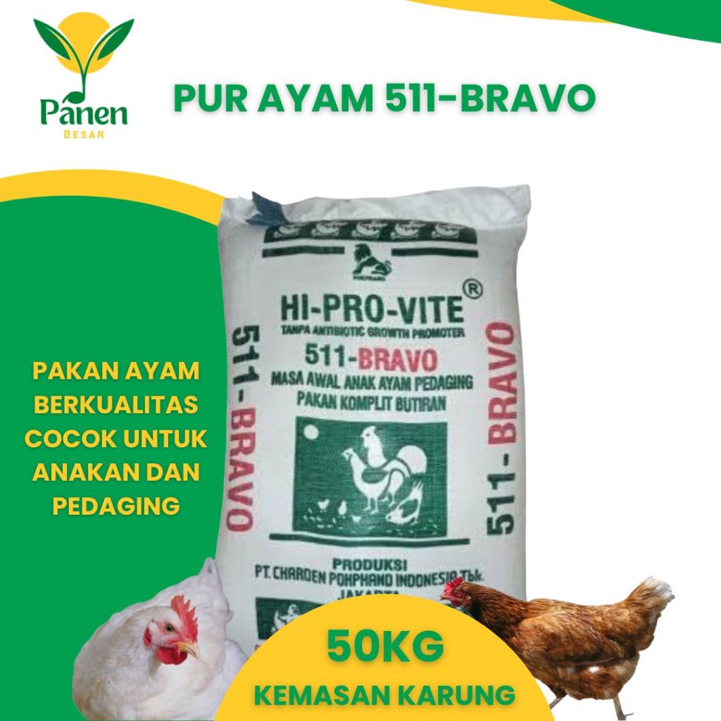 PUR Ayam 511-BRAVO Pakan Ayam Berkualitas Jual per karung 50KG