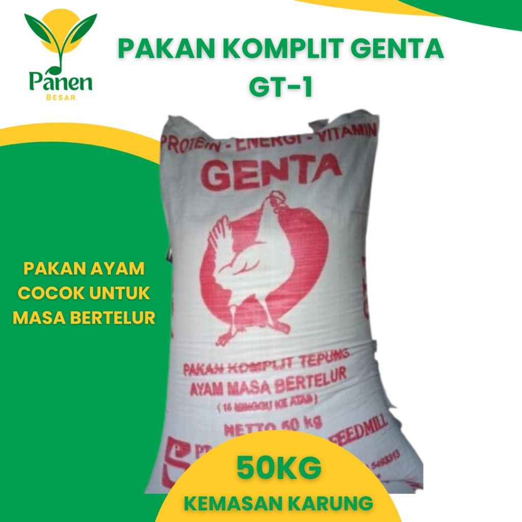 Pakan Ayam Pur Ayam Paket Komplit Genta GT-1 Nutrisi Tinggi Jual per karung 50KG