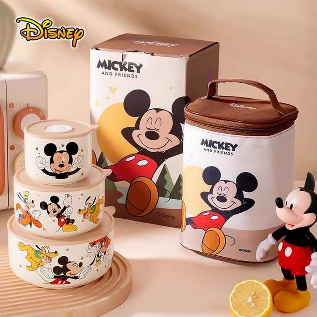 Set Kotak Makan 3pc + Tas Thermal Mickey Minnie Donald Daisy Duck Original Disney Kotak Bekal Bulat 