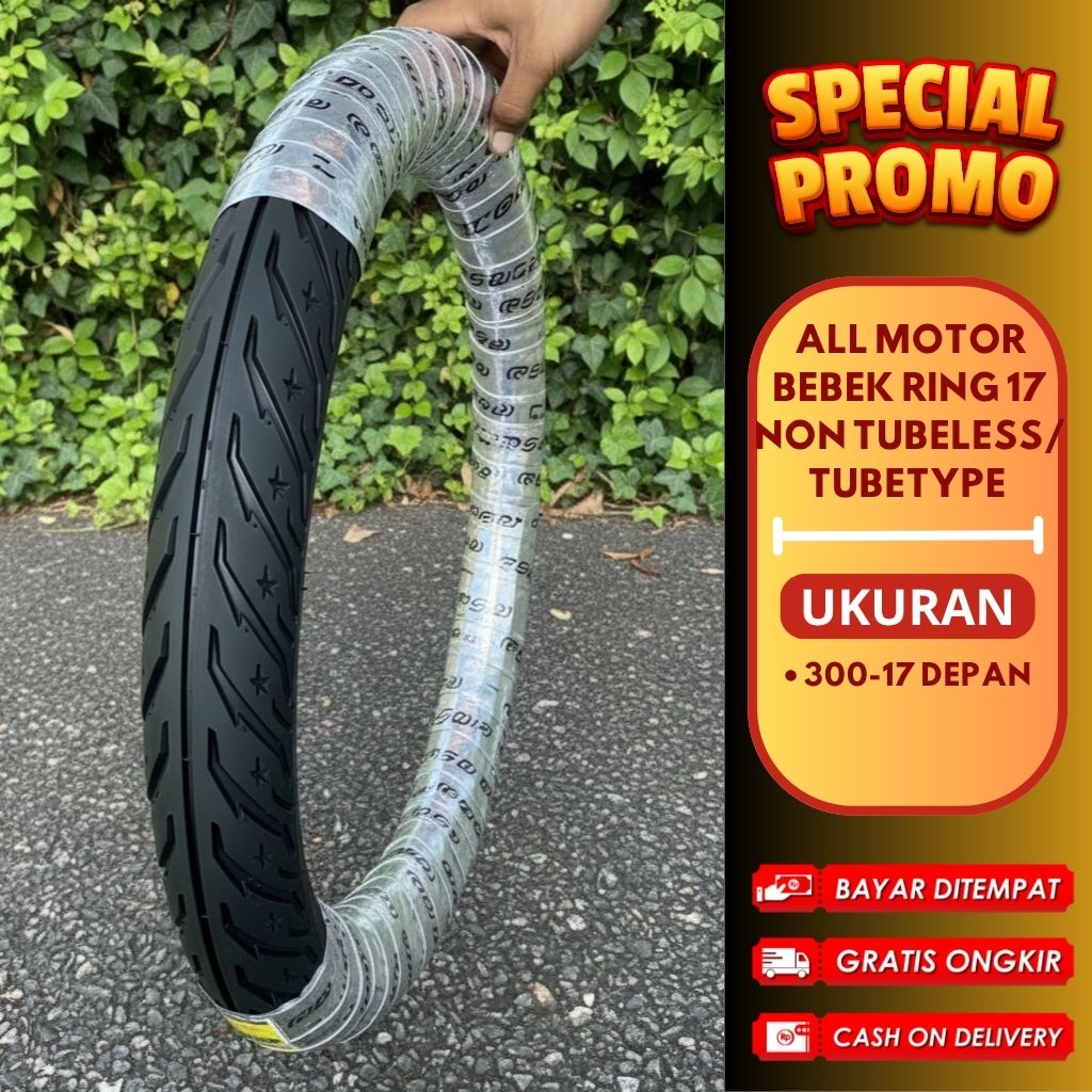 Ban Motor Ring 17 Non Tubles Ukuran 300-17 Ban Motor Vixion Megapro Verza Ring 17 Non Tubles