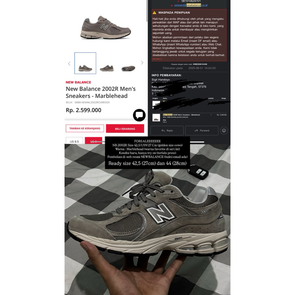 BNIB New Balance 2002R 42.5 dan 44 resmi