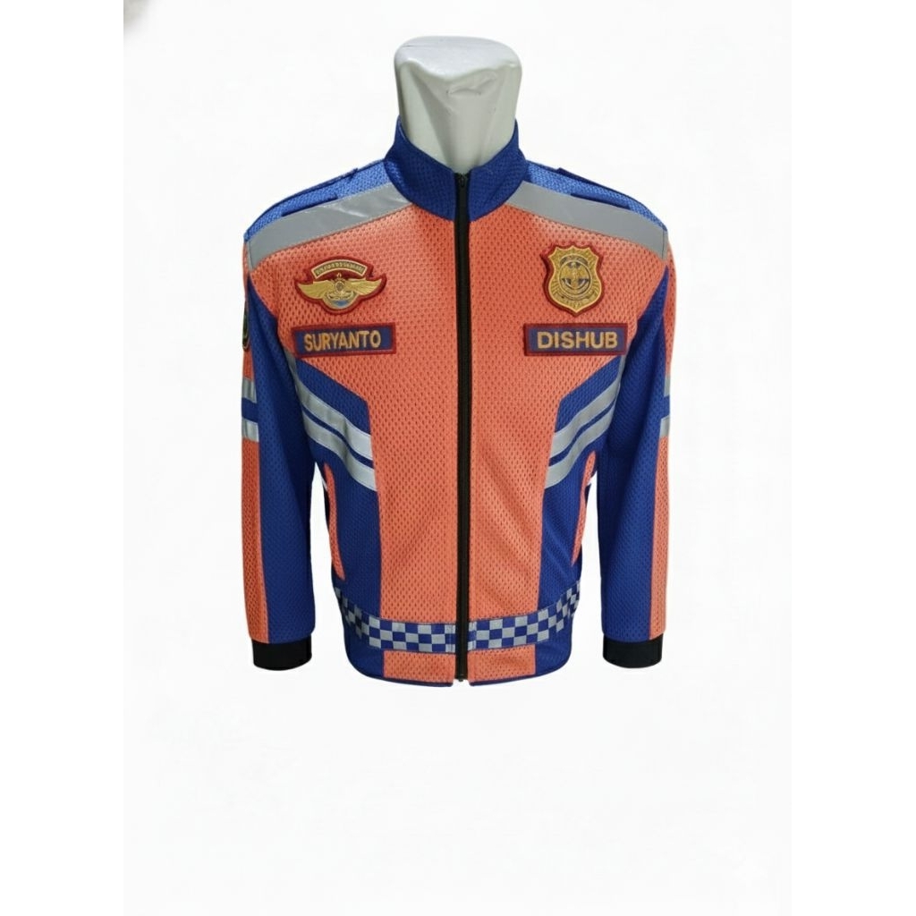 JAKET DINAS DISHUB JALA/JARING BIRU KOMBINASI ORANGE