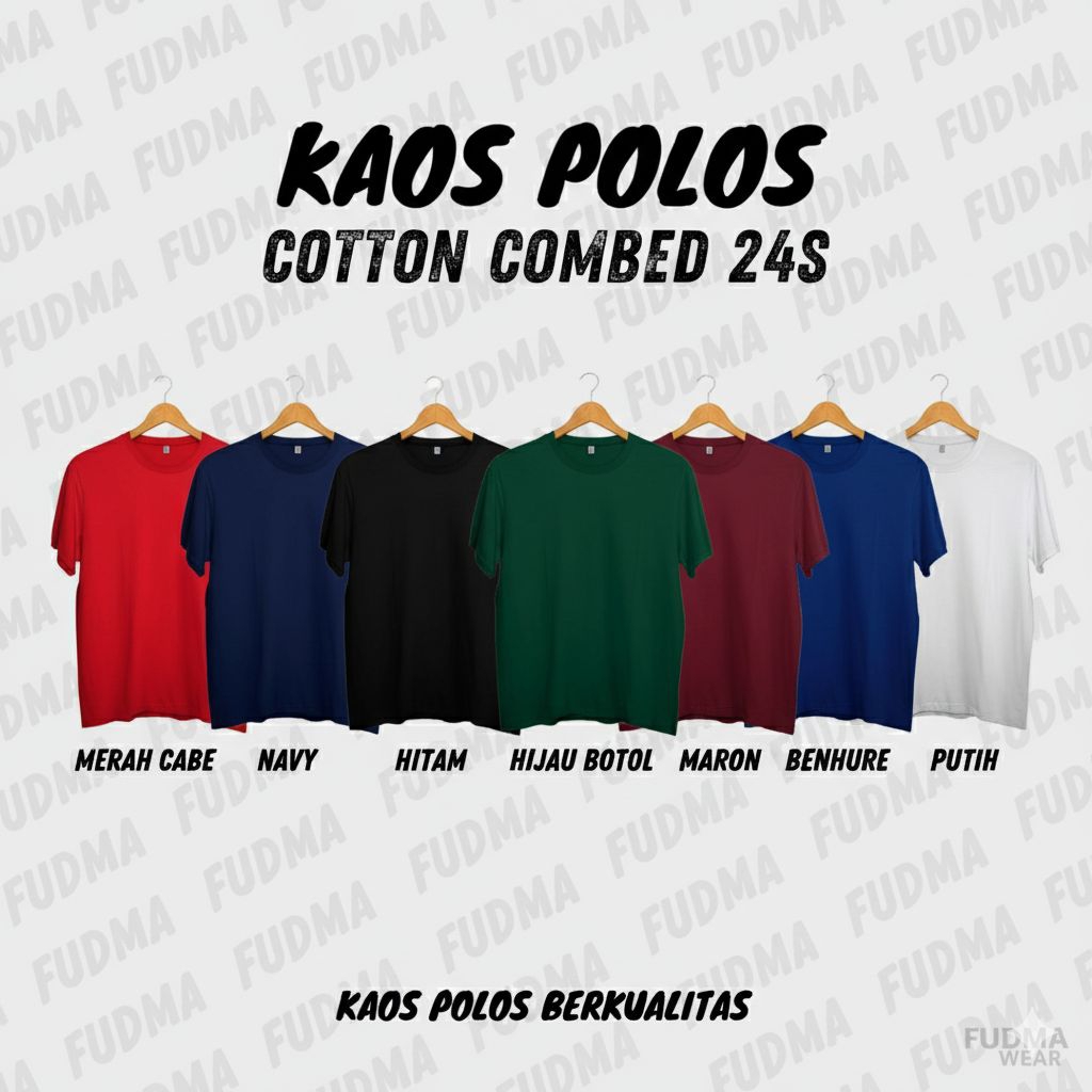 KAOS POLOS COTTON COMBED 24S | KAOS POLOS LENGAN PENDEK | KAOS MURAH KOMBED | KAOS KATUN TEBAL | KAO