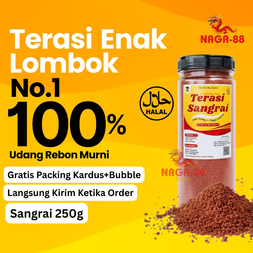 Terasi Sangrai 250g | Terasi Merah Matang Siap Pakai | Terasi khas Lombok Enak | Oleh Oleh Lombok