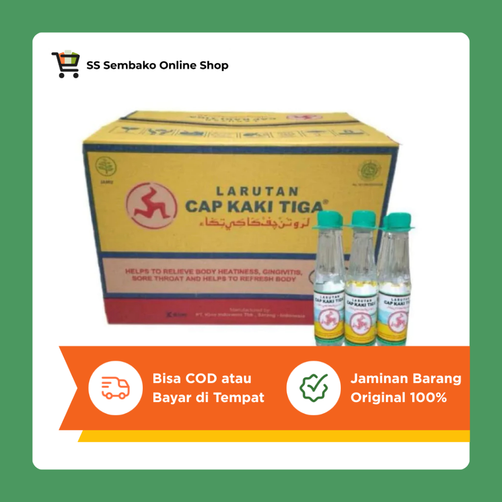 Larutan Cap Kaki Tiga 200 ml | 1 Dus Isi 48 Botol | Minuman Penyegar Panas Dalam & Tenggorokan