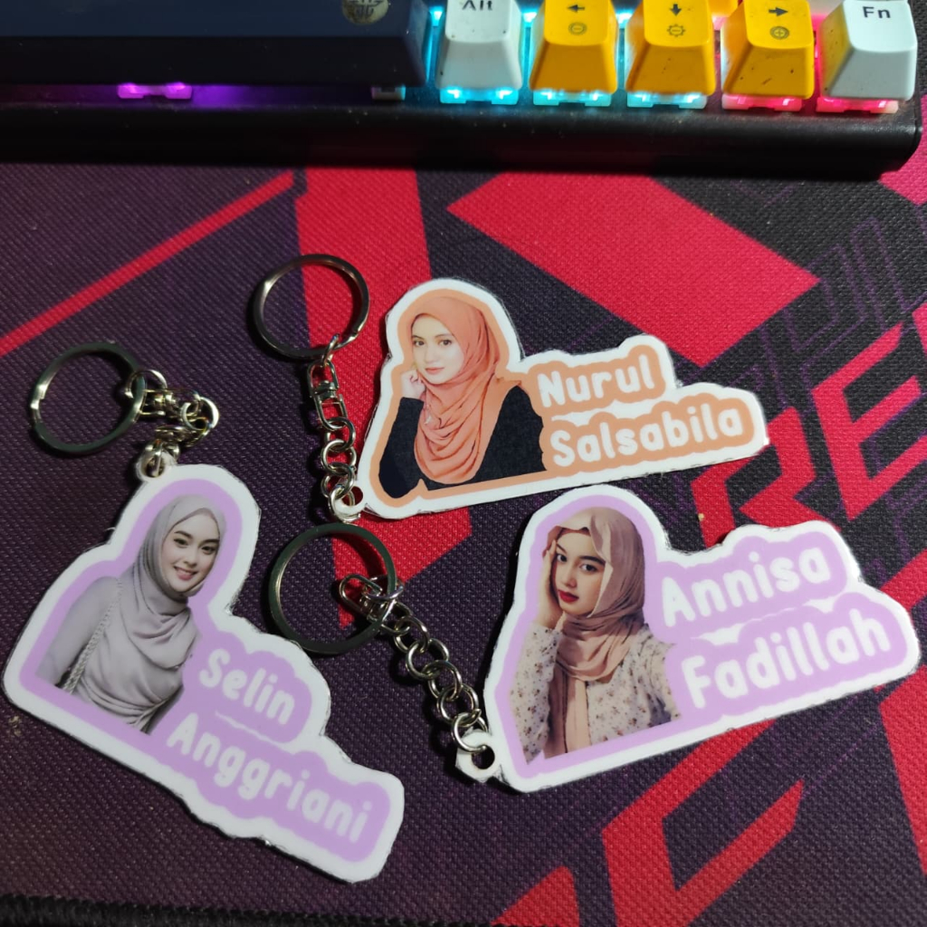 Gantungan kunci custom foto + nama | keychain viral foto + nama