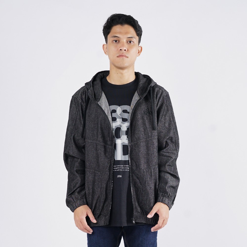 3Second Jaket Denim Pria Zipper Hoodie Regular Fit Katun Quill HP-C010625