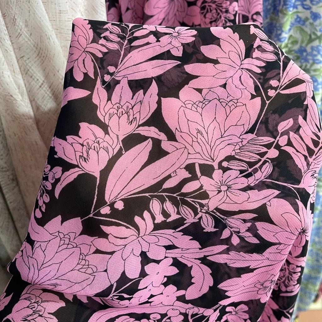 Kain Sifon Ceruty Motif Bunga Premium // Kain Sifon Yoryu // Kain Sifon Uragiri // Kain Murah // Har