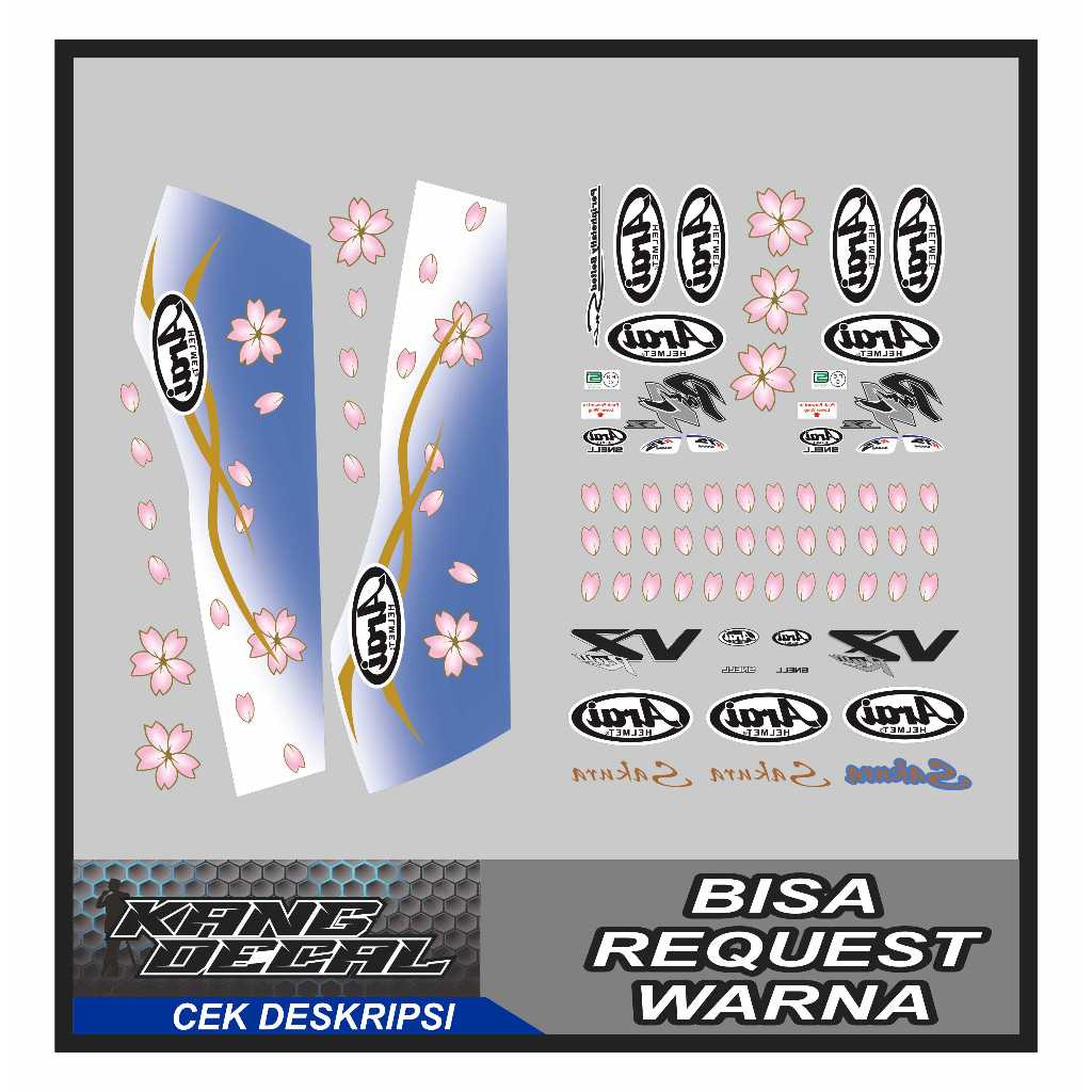 Water Decal / Stiker Decal Helm Motif SAKURA WHITE