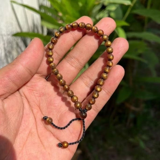 Gelang Akar Bahar Tali Arus Kuning Emas Diameter 6 mm Original / Akar Bahar Asli