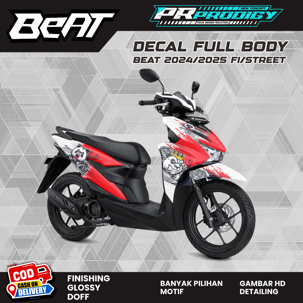 Decal Stiker Motor BEAT ISS, Deluxe, Street Full Body  - 2025Anti Pudar Motif Panda