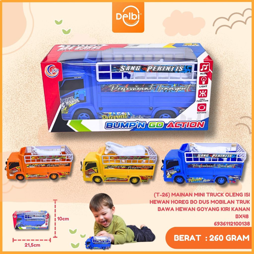 (T-26) MAINAN MINI TRUCK OLENG ISI HEWAN HOREG BO DUS MOBILAN TRUK BAWA HEWAN GOYANG KIRI KANAN