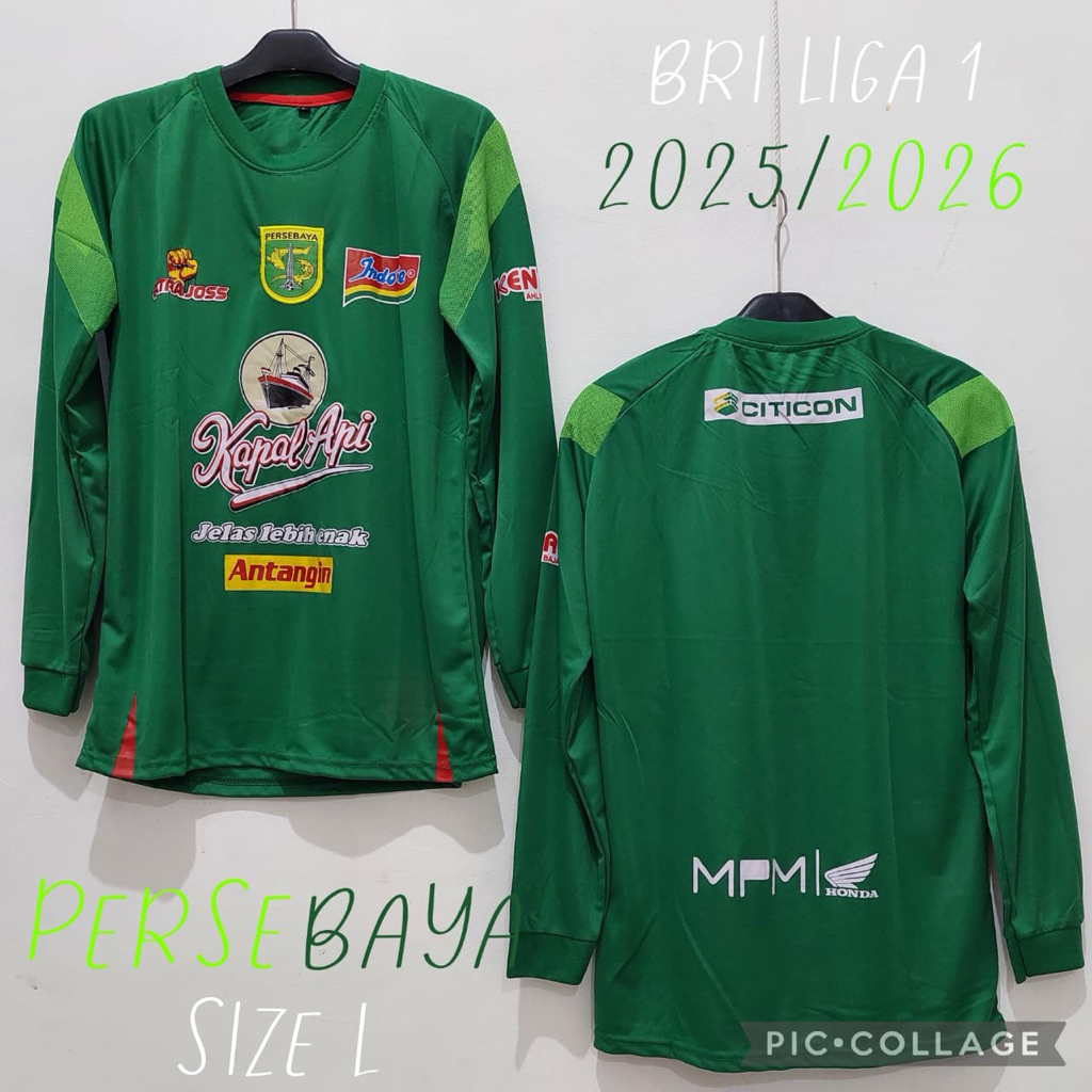 Kaos Jersey Persebaya home hijau Lengan Panjang 2025