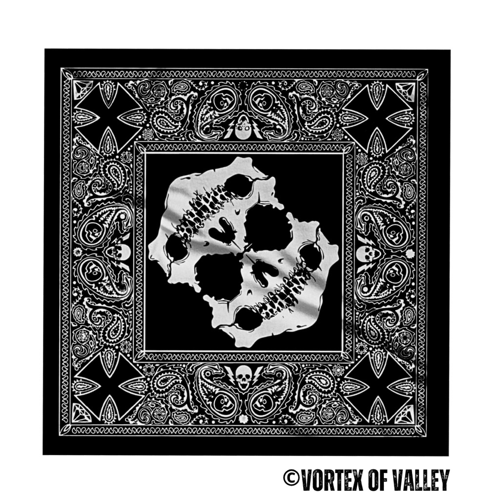 VoV - Slayer Bandana Syal Scarf Mask Premium Motif Tengkorak Skull Twotone Black