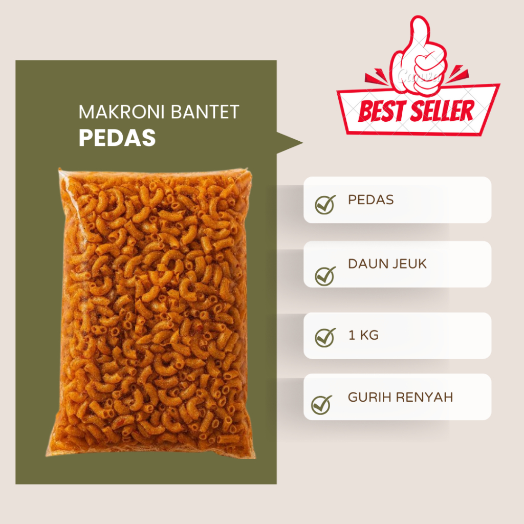 makroni bantet pedas 1kg makroni cikruh makroni garing snack makroni bantet