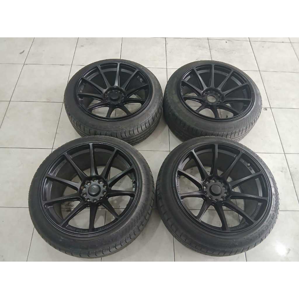 VELG MOBIL RACING HSR SHINJUKU RING 18 LEBAR 9,5/10,5 LUBANG BAUT PCD 5X100, 5X114 ET20/15 + BAN ACC