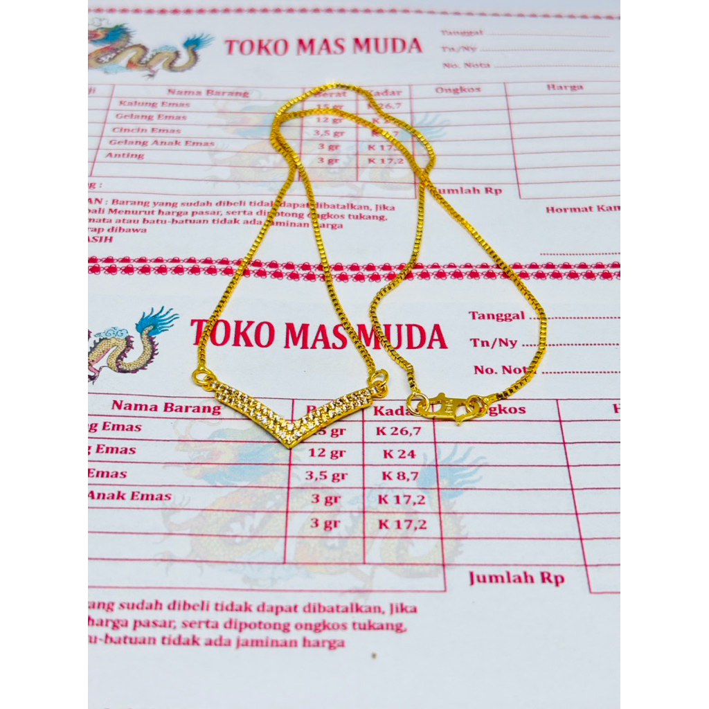 PERHIASAN WANITA BERLAPIS EMAS MUDA KALUNG FUJI ADA SURAT DARI TOKO