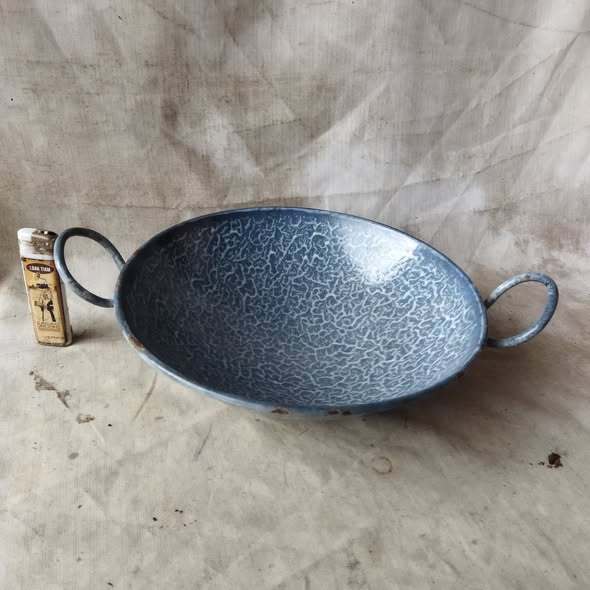 Pajangan Vintage Kuali Kecil Enamel Blirik Tebal