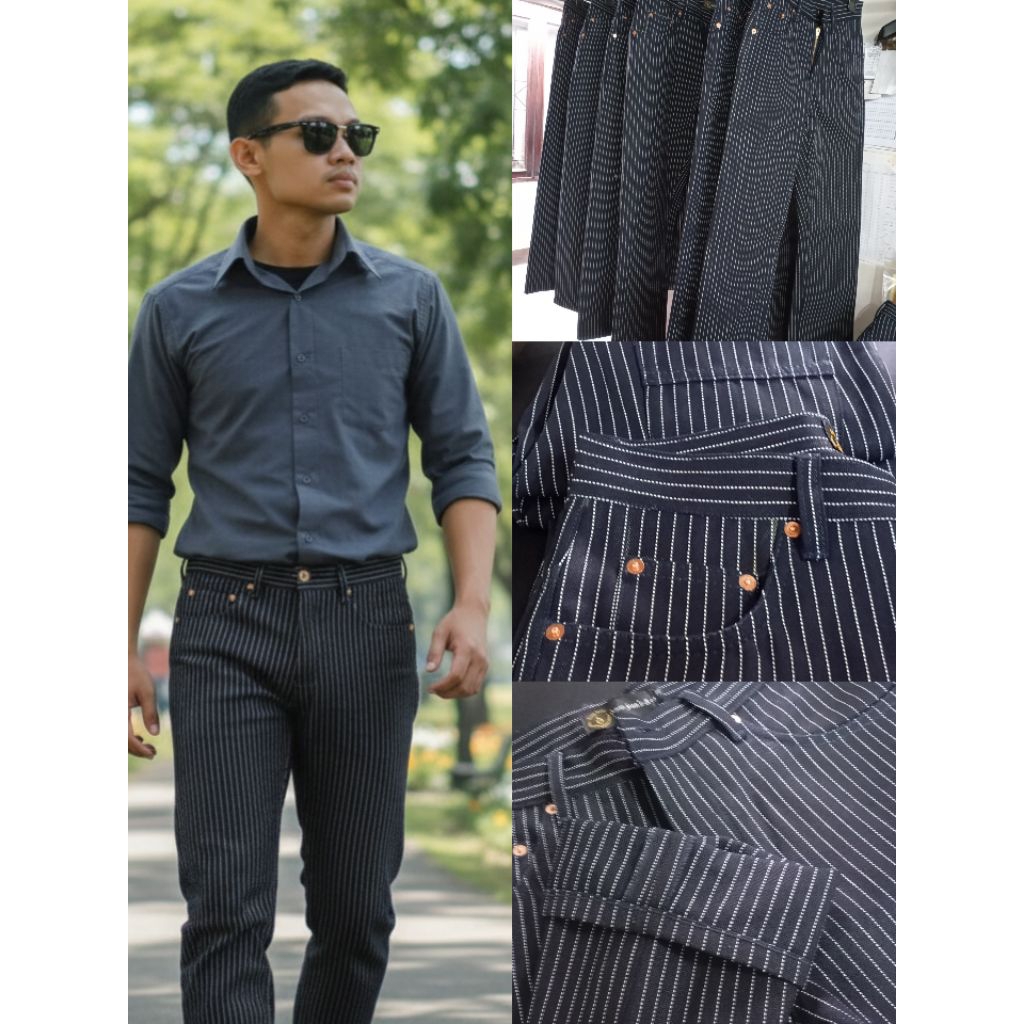 Celana jeans Denim wabash Reguler pants 14-oz