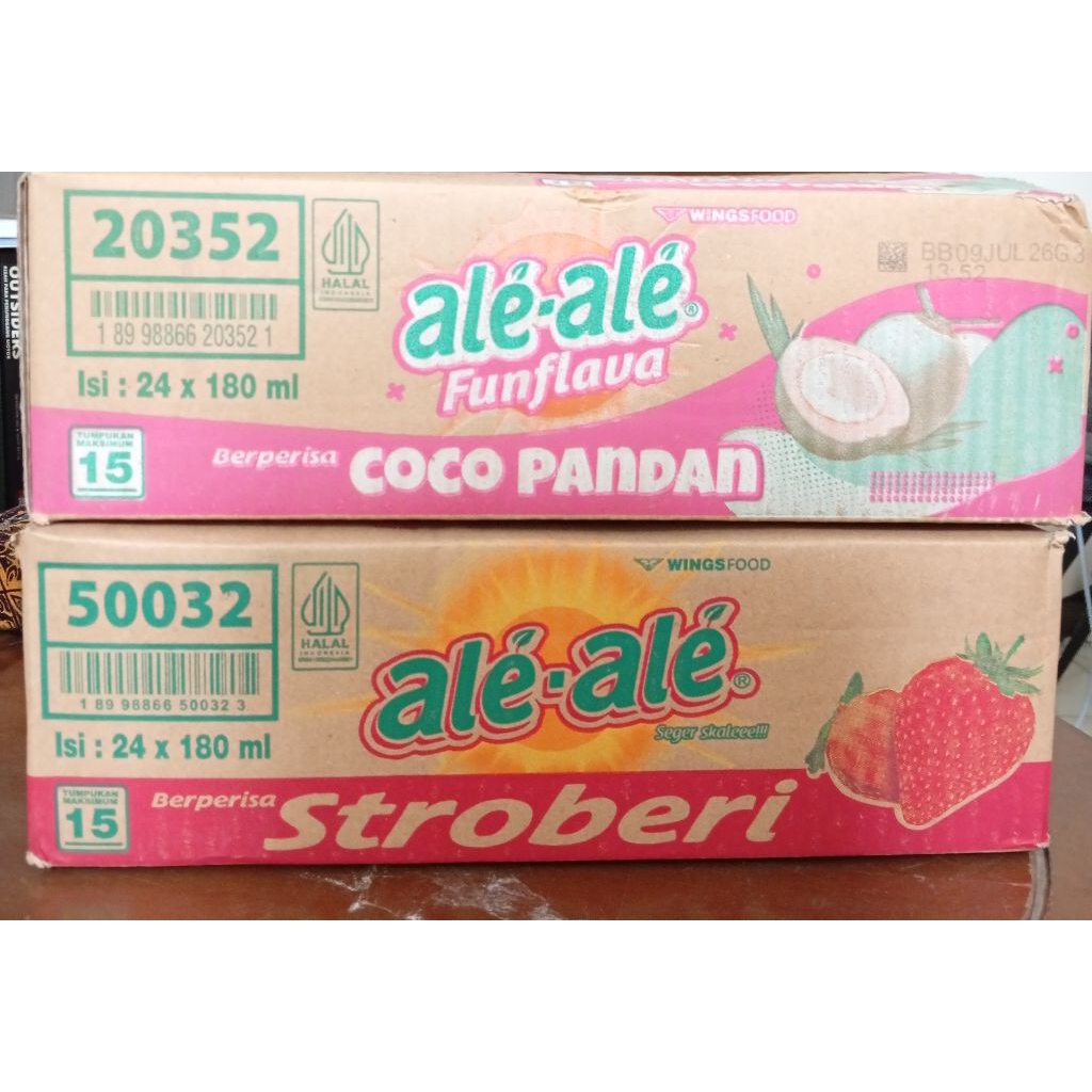 Ale-Ale Rasa Coco Pandan & Stroberi satu kardus isi 24  x 180ml