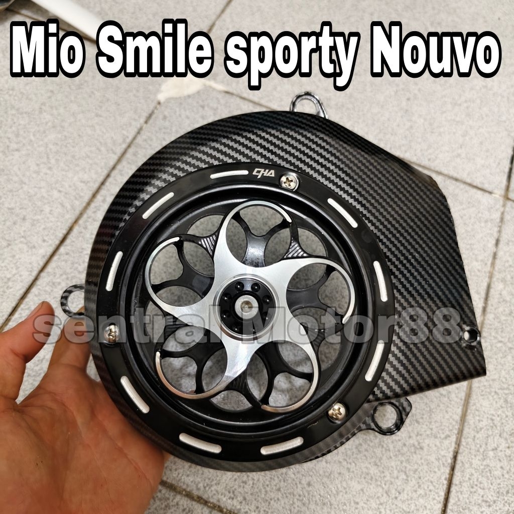 Set Cover Kipas Motif Carbon Plus Spiner Mio Smile Mio Sporty Mio Lama Nouvo Tutup Kipas Plus Spiner