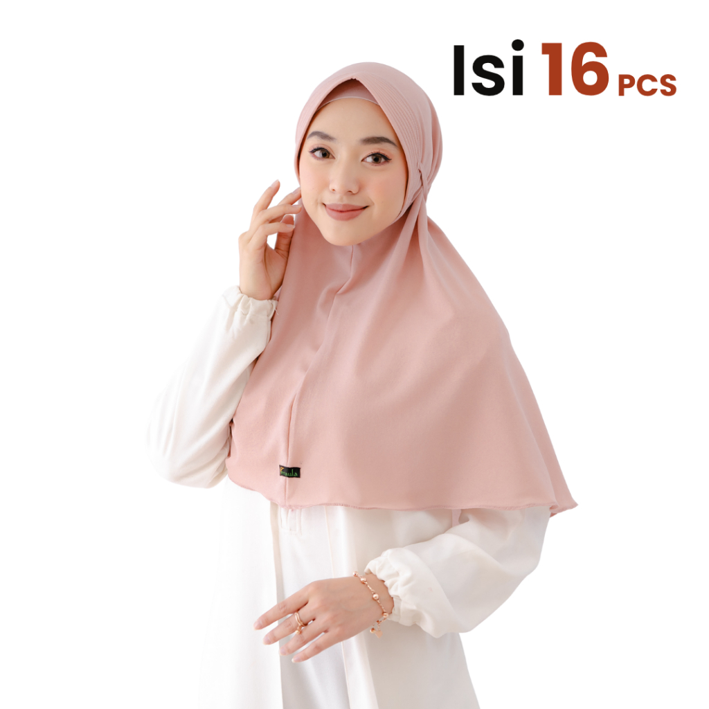 Maula Hijab Kerudung Instan Pet Antem Tali Belakang Diamond Azalea | Paket 16 Pcs Random