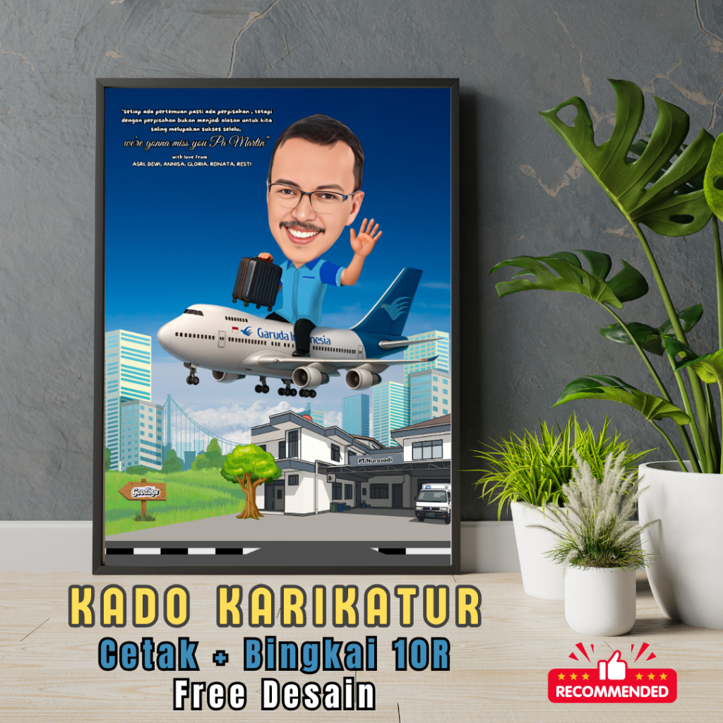 Custom Foto Karikatur Ilustrasi 1 Wajah Cocok Untuk Kado Perpisahan Tim Kerja Unik & Lucu – CETAK BI