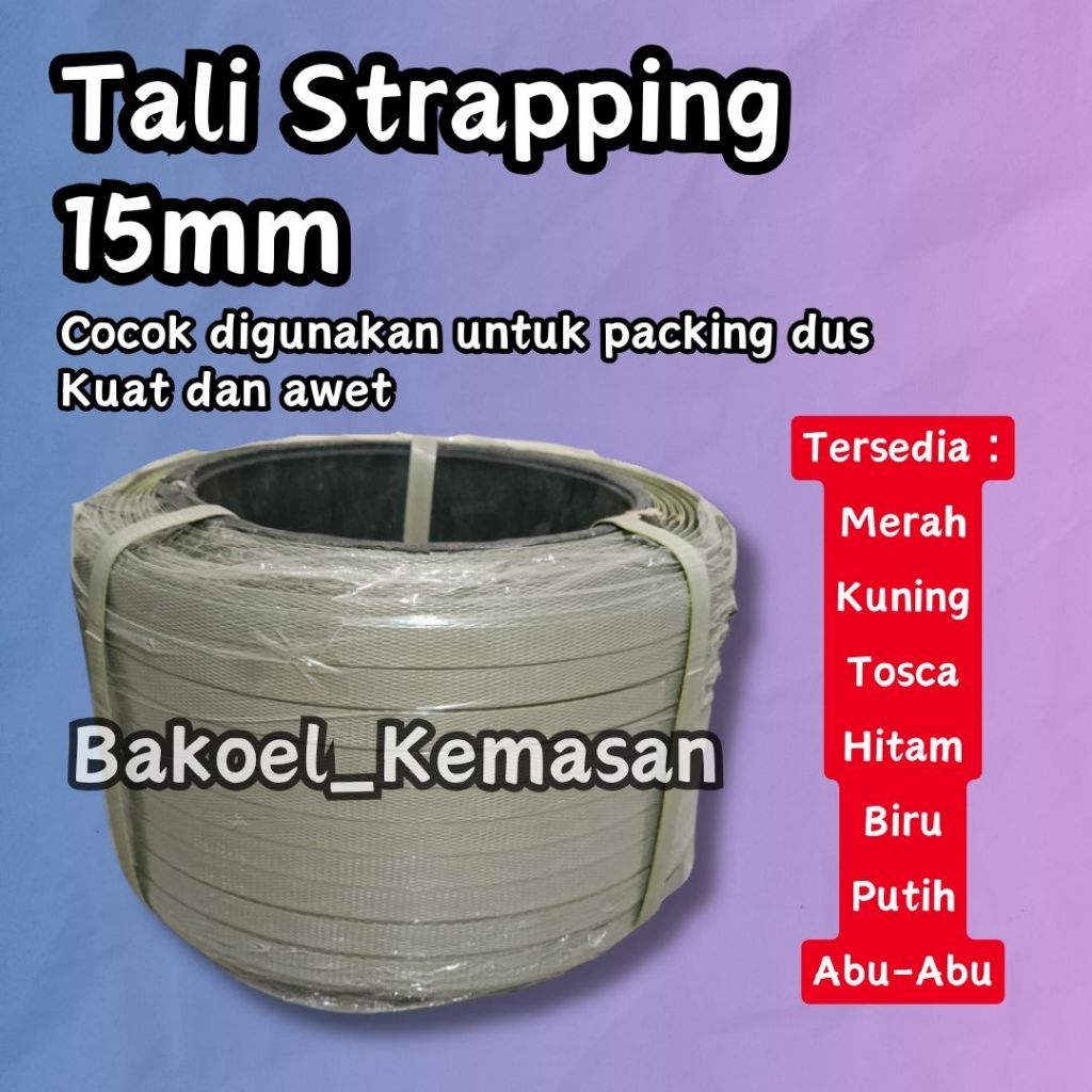 Bahan Anyaman Kerajinan Warna Abu / Tali Strapping Straping Band 15mm / Tali Packing Kuat / Tali Kle
